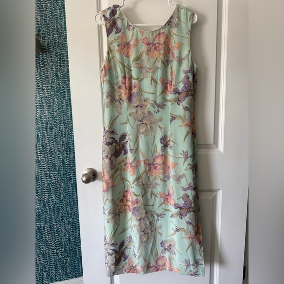 Vintage Constance Saunders 100% Silk Midi Floral Dress - Picture 4 of 6